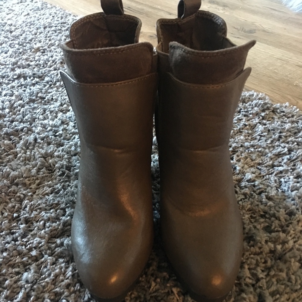 Brown Faux Leather Booties